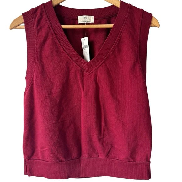 T.La Anthropologie V-Neck Sleeveless Sweatshirt NWT - Picture 3 of 13